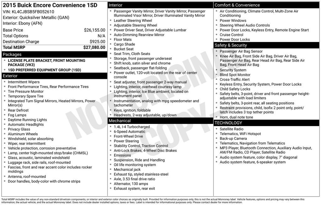 Used 2015 Buick Encore Convenience FWD image 2