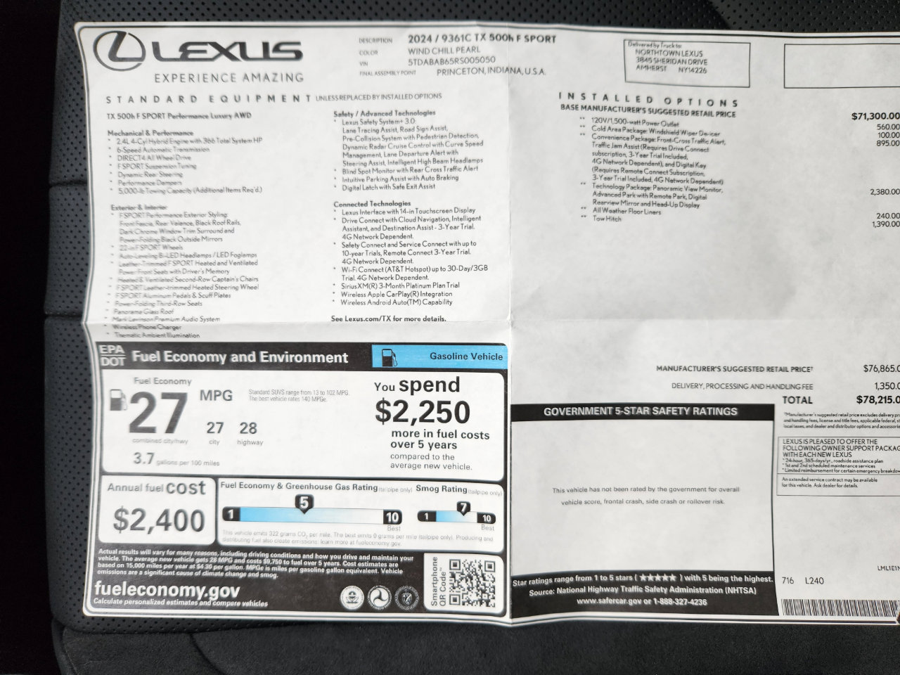 Used 2024 Lexus TX 500h AWD image 45