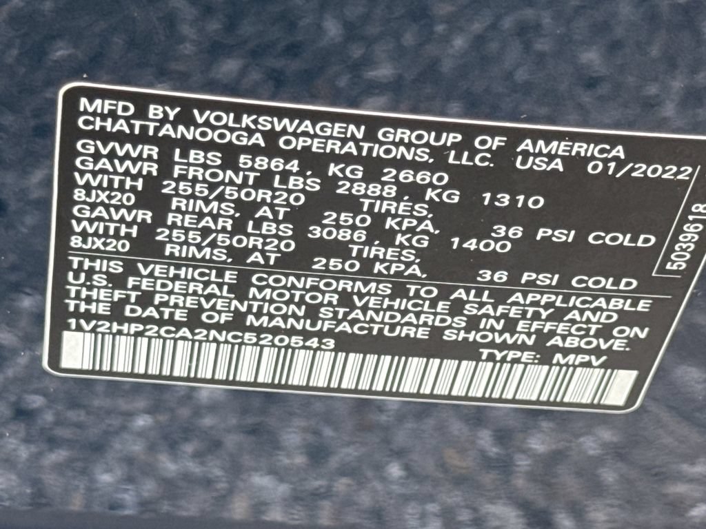 Used 2022 Volkswagen Atlas SE w/ Black Wheel Package AWD/4WD image 29