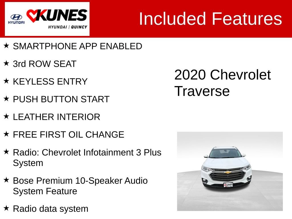Used 2020 Chevrolet Traverse LT w/ LT Premium Package FWD image 3