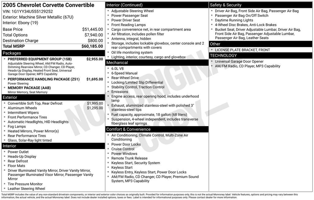 Used 2005 Chevrolet Corvette Convertible w/ Preferred Equipment Group RWD image 34