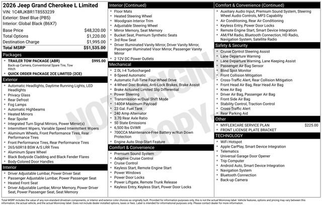 New 2026 Jeep Grand Cherokee L Limited w/ Trailer Tow Package AWD/4WD image 16