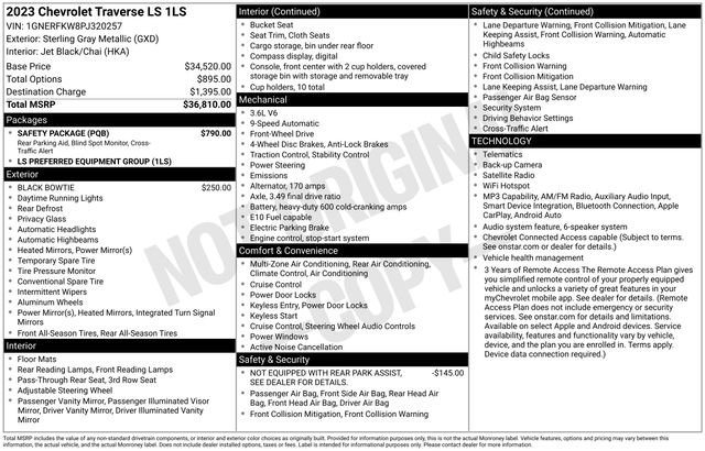 Used 2023 Chevrolet Traverse LS w/ Safety Package FWD image 31