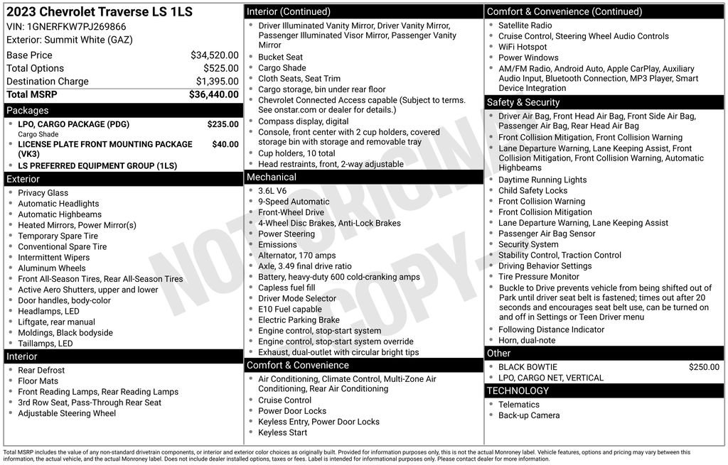 Certified 2023 Chevrolet Traverse LS w/ LPO, Cargo Package image 34