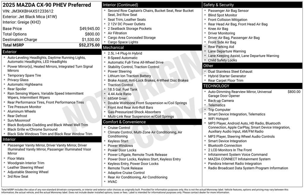 Certified 2025 MAZDA CX-90 Plug-In Hybrid w/ Preferred AWD/4WD image 4