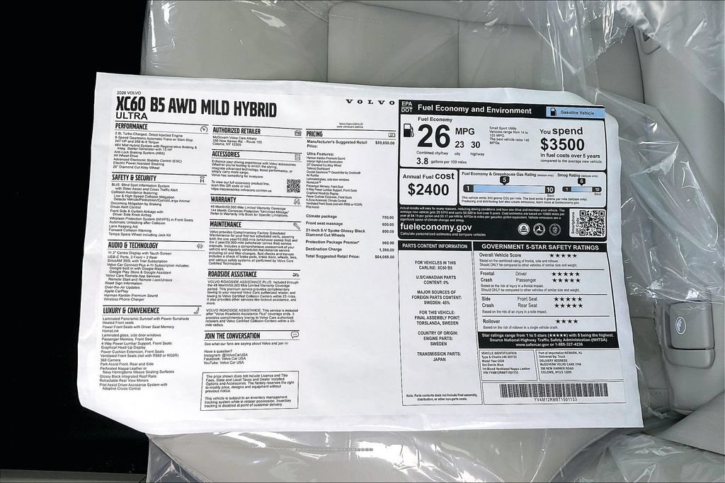 New 2026 Volvo XC60 B5 Ultra w/ Protection Package Premier AWD/4WD image 13