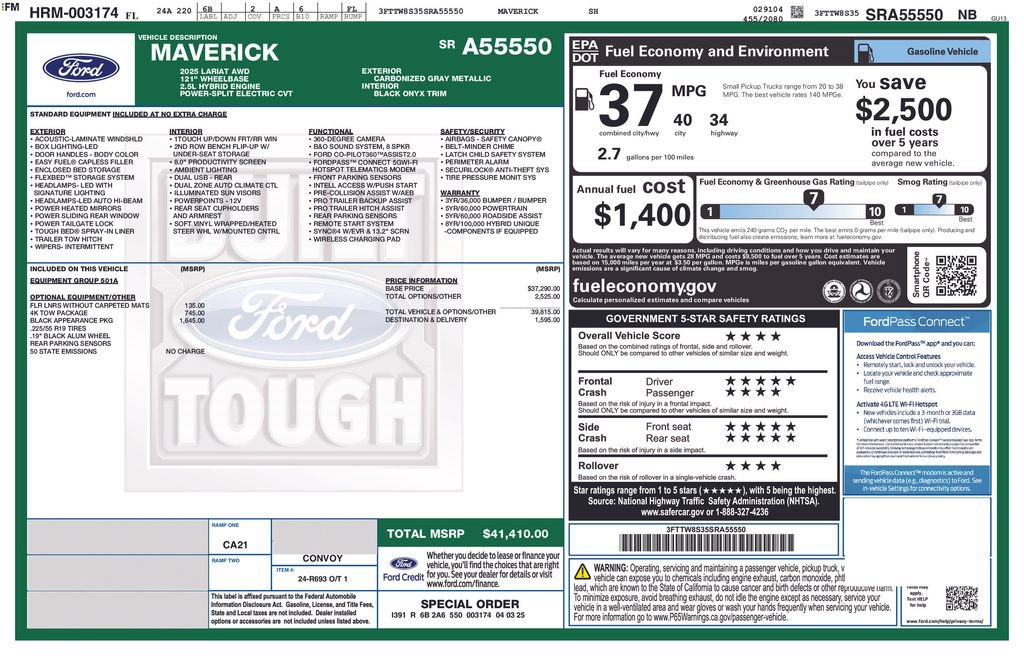 Used 2025 Ford Maverick Lariat w/ Black Appearance Package AWD/4WD image 33