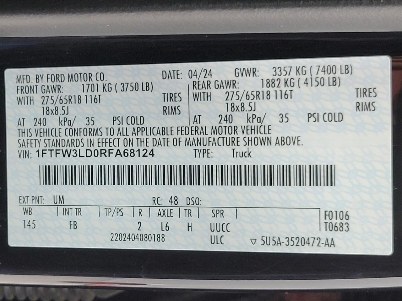Used 2024 Ford F150 XLT w/ Equipment Group 302A MID AWD/4WD image 55