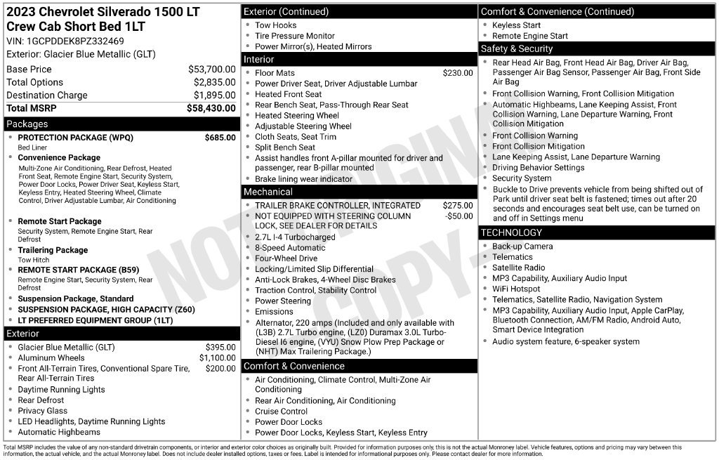 Used 2023 Chevrolet Silverado 1500 LT w/ Protection Package AWD/4WD image 6