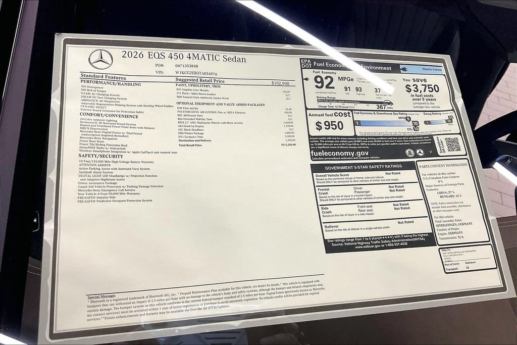 New 2026 Mercedes-Benz EQS 450+ 4MATIC Sedan image 13