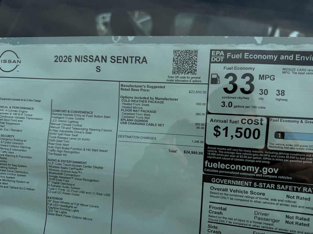 New 2026 Nissan Sentra S w/ S Cold Weather Package FWD image 28
