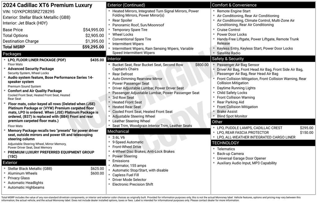 Certified 2024 Cadillac XT6 Premium Luxury w/ LPO, Floor Liner Package FWD image 7