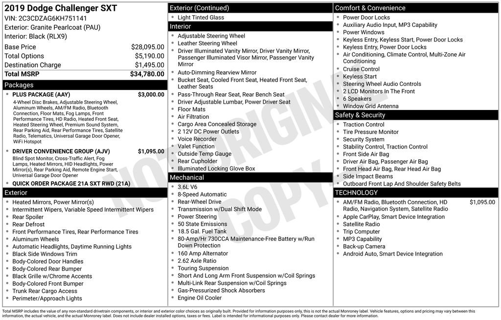 Used 2019 Dodge Challenger SXT w/ Plus Package RWD image 3