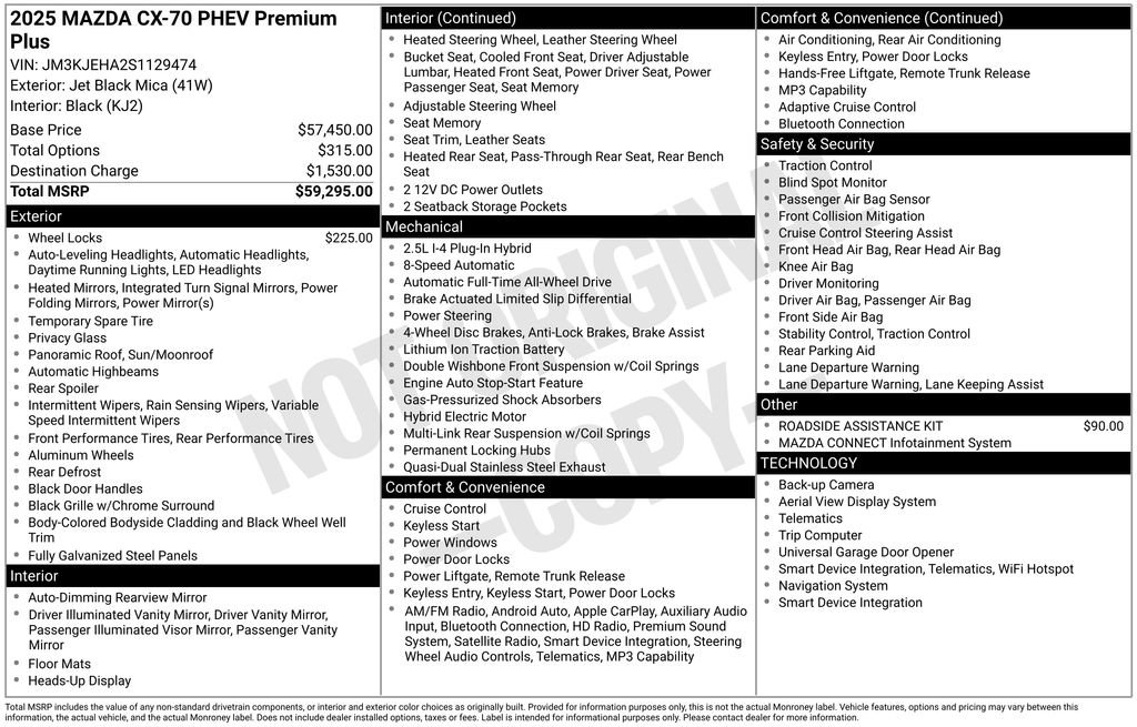 Certified 2025 MAZDA CX-70 Plug-In Hybrid w/ Premium Plus AWD/4WD image 37