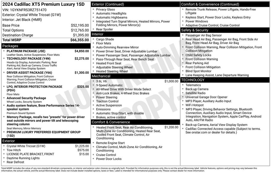 Certified 2024 Cadillac XT5 Premium Luxury w/ Platinum Package AWD/4WD image 18