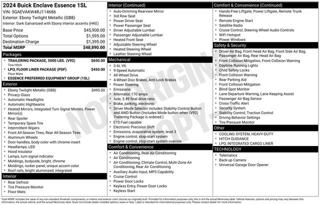 Used 2024 Buick Enclave Essence w/ Trailering Package, 5000 lbs. AWD/4WD image 6