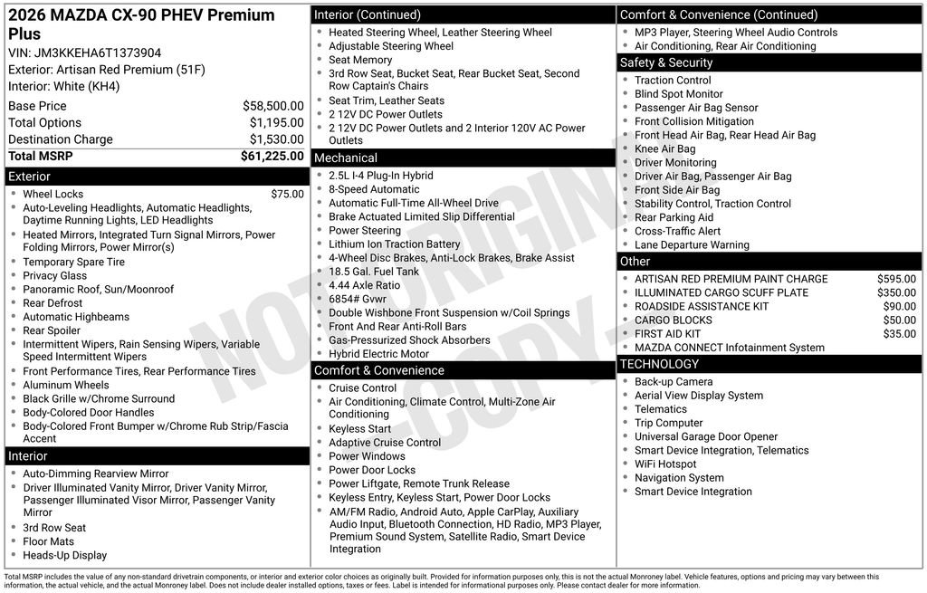 New 2026 MAZDA CX-90 Plug-In Hybrid w/ Premium Plus image 39
