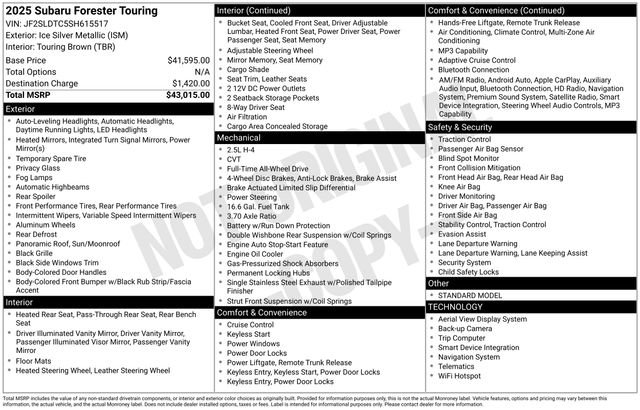 Certified 2025 Subaru Forester Touring AWD/4WD image 3