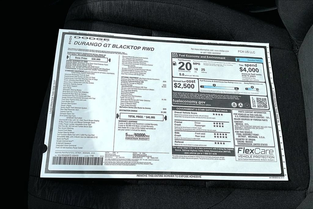 New 2026 Dodge Durango GT w/ Blacktop Package RWD image 13