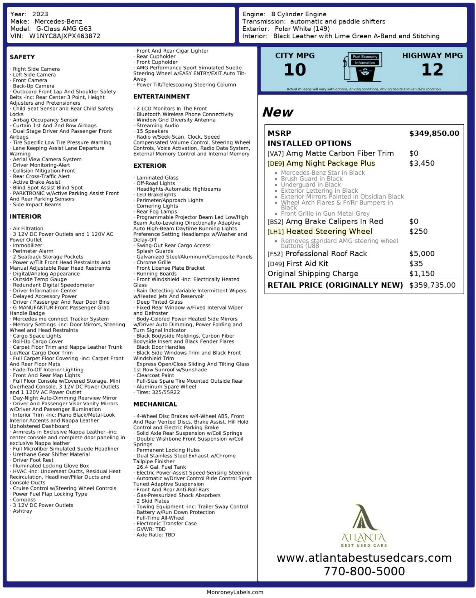 Used 2023 Mercedes-Benz G 63 AMG Squared w/ AMG Night Package Plus image 77