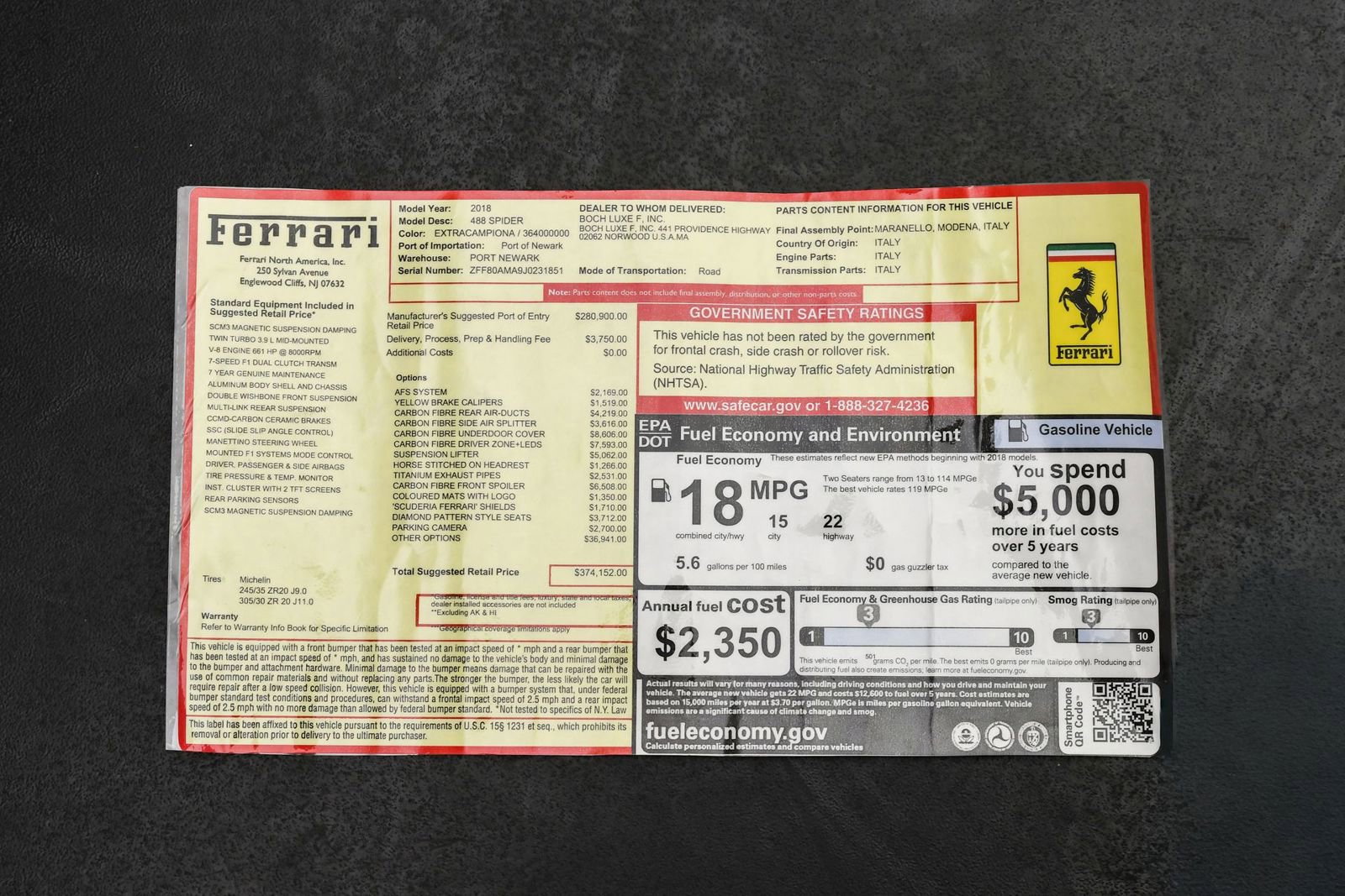 Used 2018 Ferrari 488 Spider Blu Corsa image 66