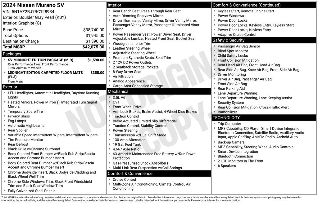 Certified 2024 Nissan Murano SV w/ SV Midnight Edition Package FWD image 6