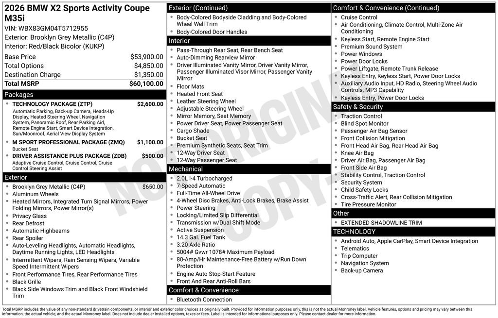 New 2026 BMW X2 M35i w/ Technology Package AWD/4WD image 2