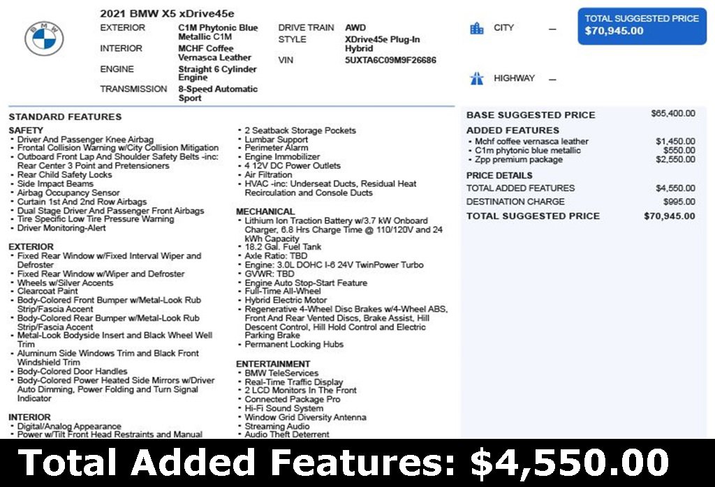 Used 2021 BMW X5 xDrive45e w/ Premium Package image 3