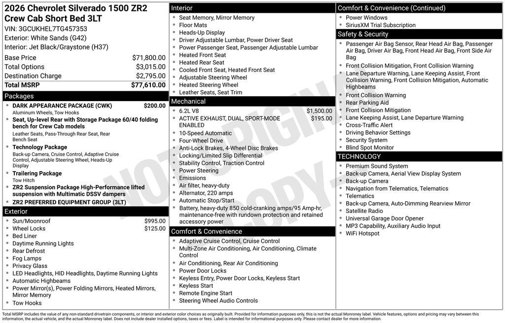 New 2026 Chevrolet Silverado 1500 ZR2 w/ Dark Appearance Package AWD/4WD image 11