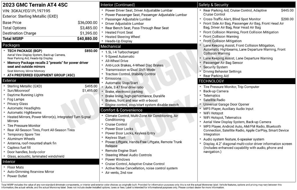 Certified 2023 GMC Terrain AT4 w/ Tech Package AWD/4WD image 10