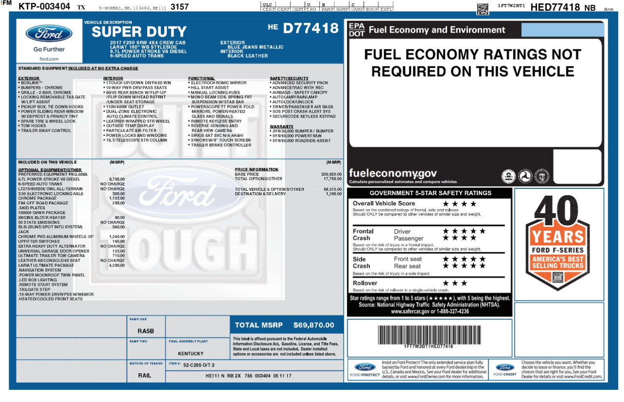 Used 2017 Ford F250 Lariat w/ Lariat Ultimate Package image 12