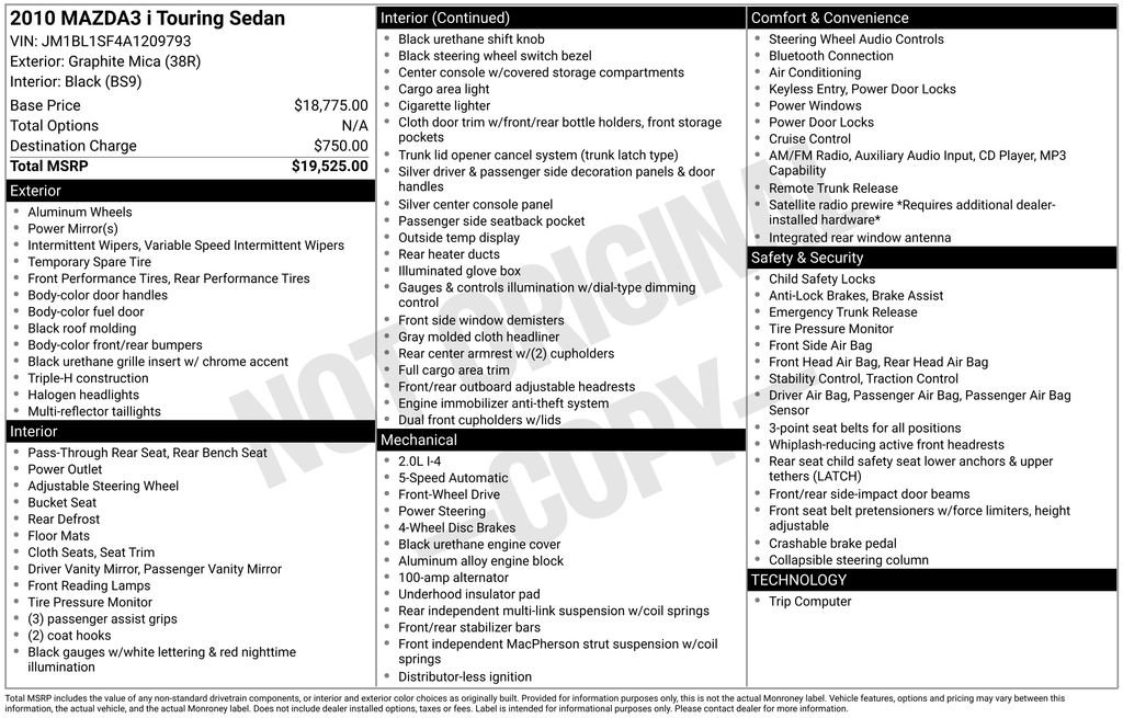 Used 2010 MAZDA MAZDA3 i Touring image 6