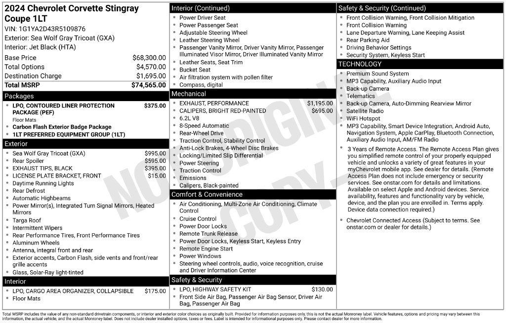 Used 2024 Chevrolet Corvette Stingray Coupe RWD image 41