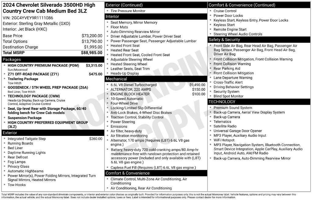 Used 2024 Chevrolet Silverado 3500 High Country w/ High Country Premium Package AWD/4WD image 3