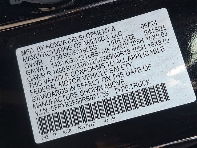 Used 2024 Honda Ridgeline RTL image 26