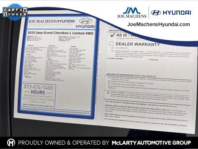 Used 2025 Jeep Grand Cherokee L Limited w/ Black Appearance Package image 36