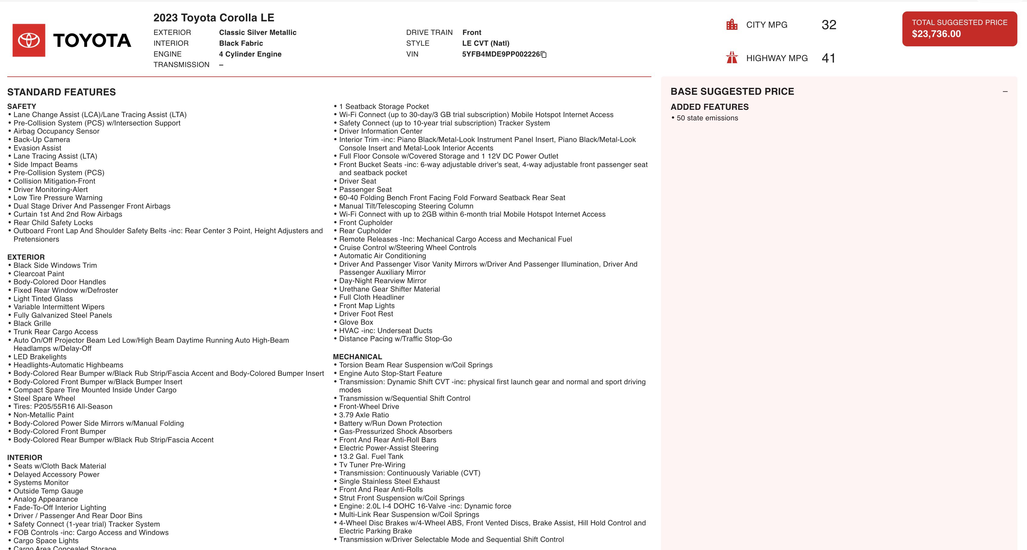 Used 2023 Toyota Corolla LE image 3