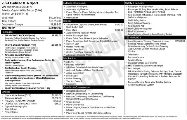 Certified 2024 Cadillac XT6 Sport w/ Technology Package AWD/4WD image 35