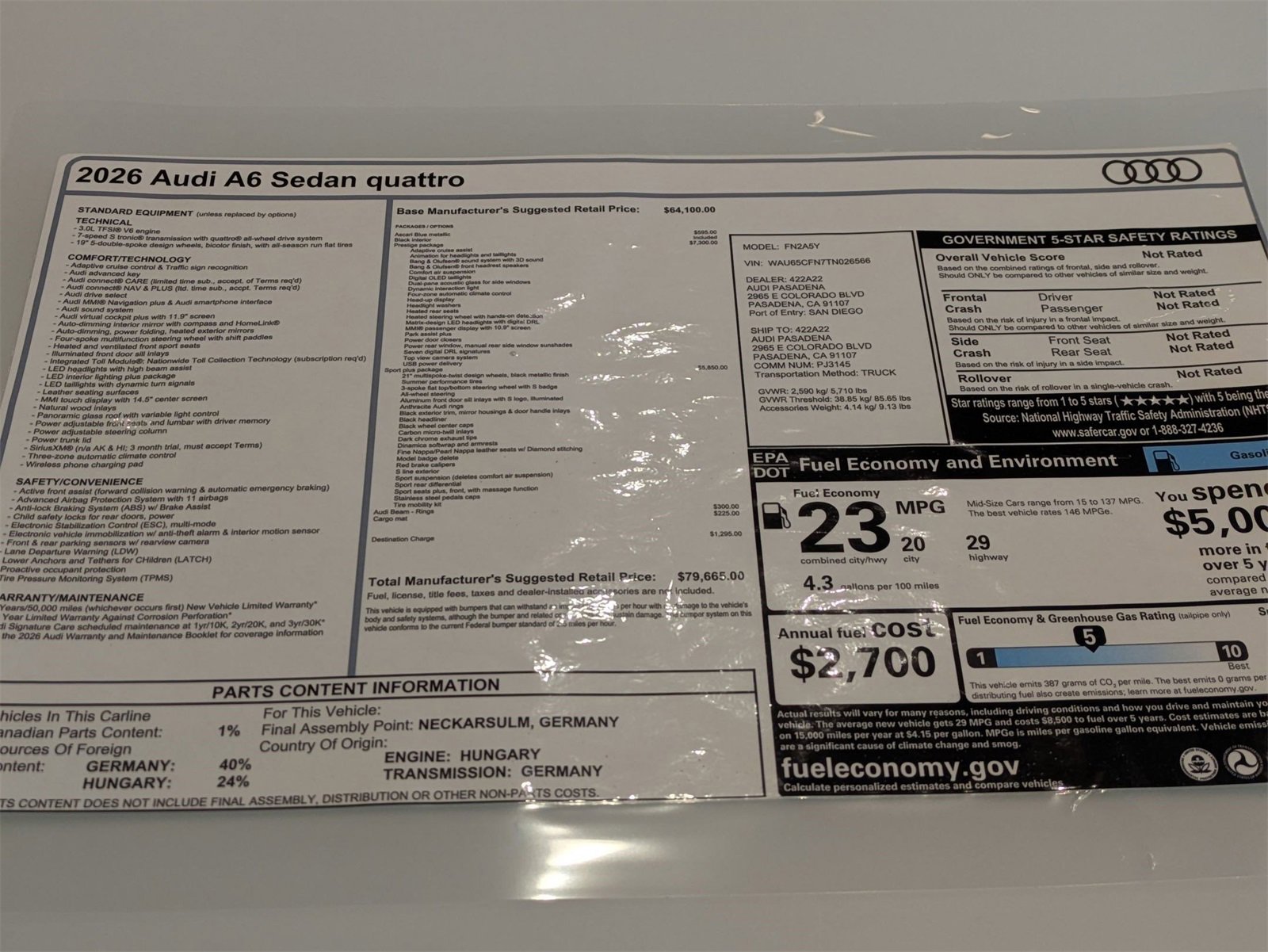 New 2026 Audi A6 Prestige image 17