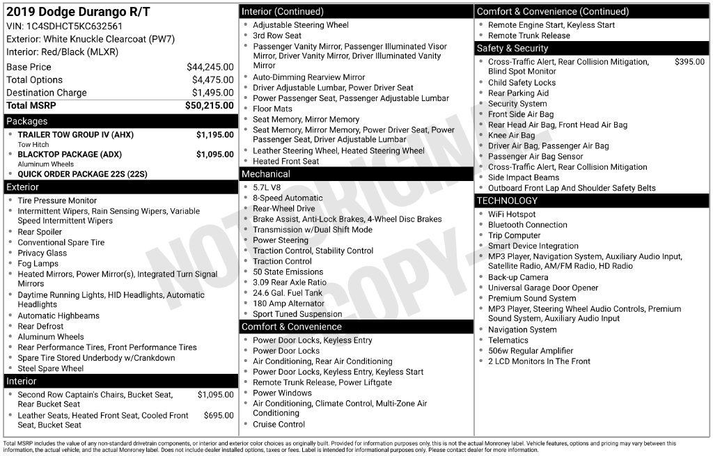 Used 2019 Dodge Durango R/T w/ Trailer Tow Group IV RWD image 23