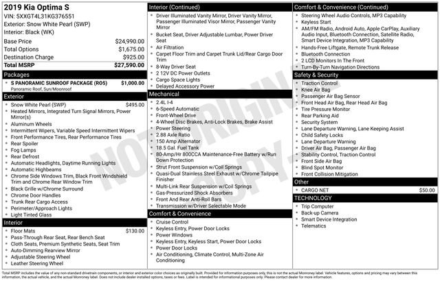 Used 2019 Kia Optima S w/ S Panoramic Sunroof Package image 41
