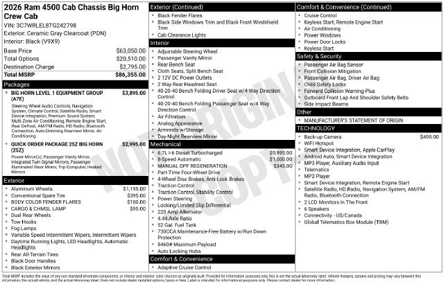 New 2026 RAM 4500 4x4 Crew Cab DRW image 66