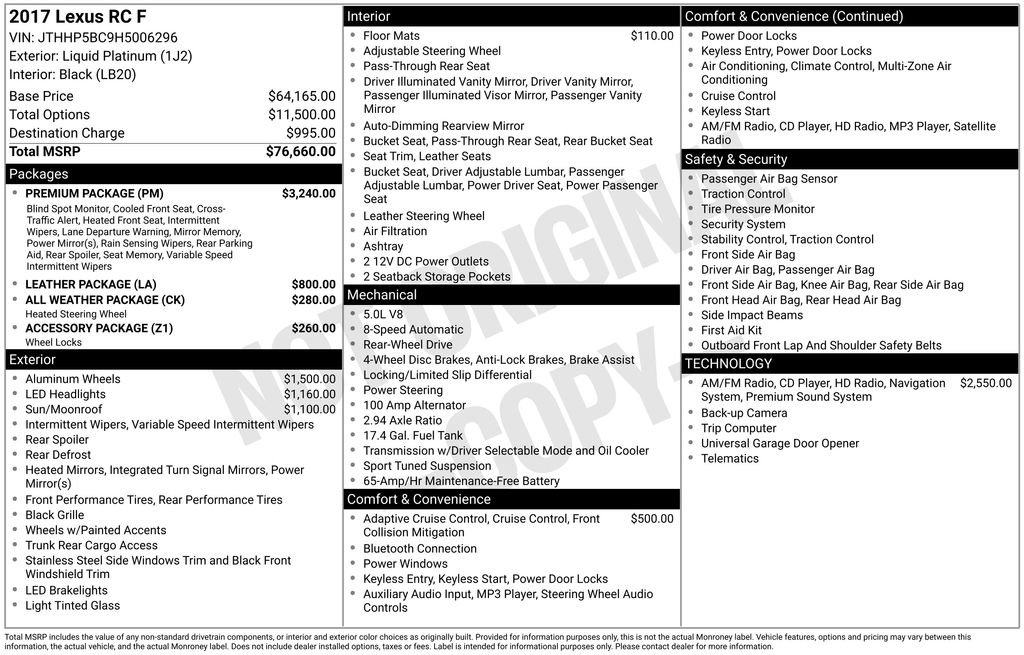 Used 2017 Lexus RC F w/ Premium Package image 7