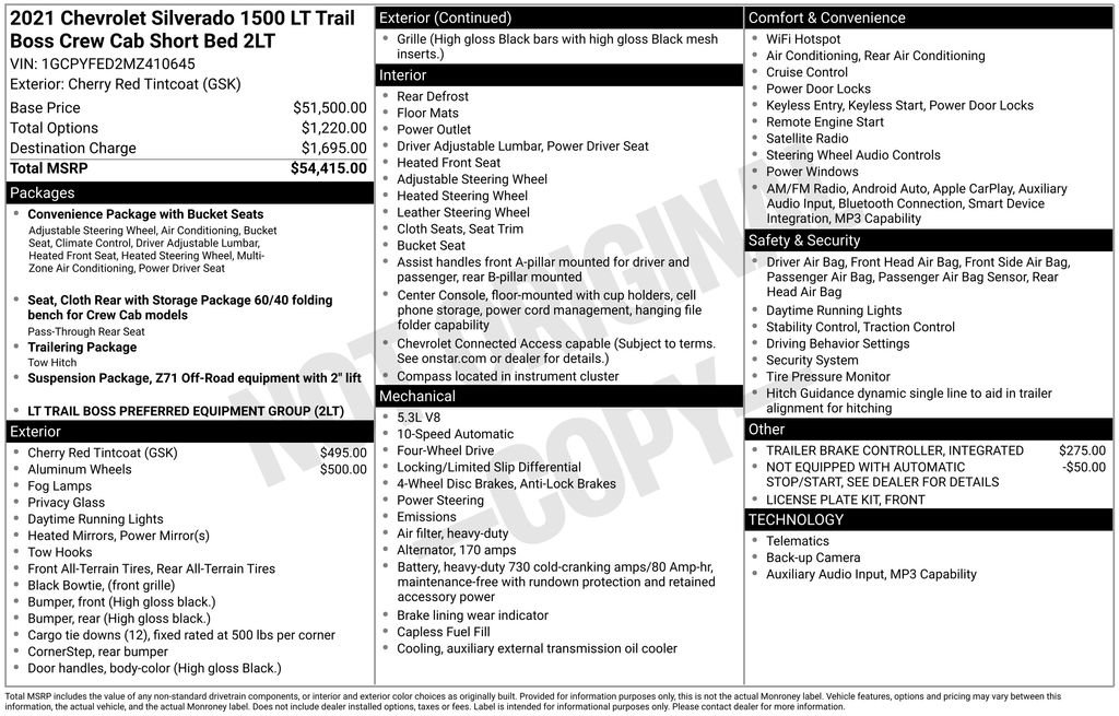 Certified 2021 Chevrolet Silverado 1500 LT Trail Boss AWD/4WD image 2