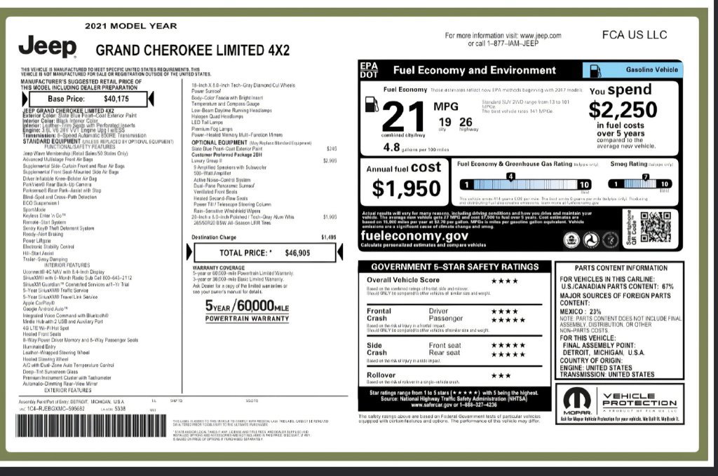 Used 2021 Jeep Grand Cherokee Limited w/ Luxury Group II RWD image 2