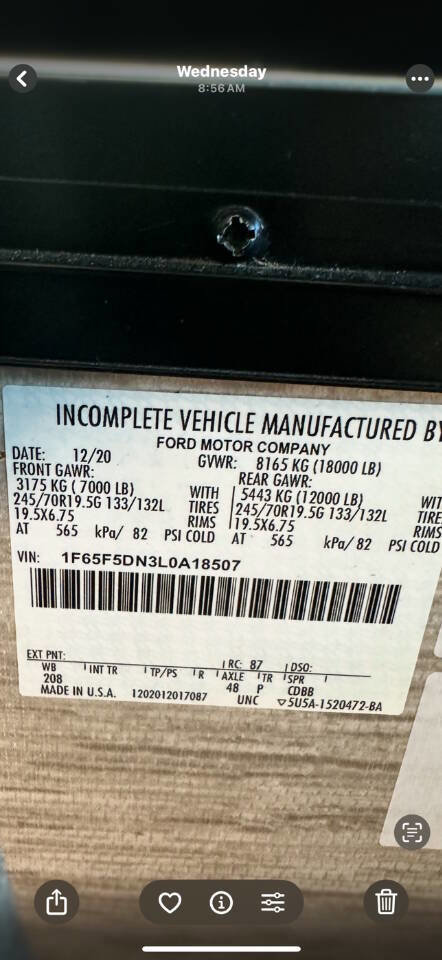 Used 2022 Ford E-350 and Econoline 350 Super Duty w/ Motorhome Prep Package image 25