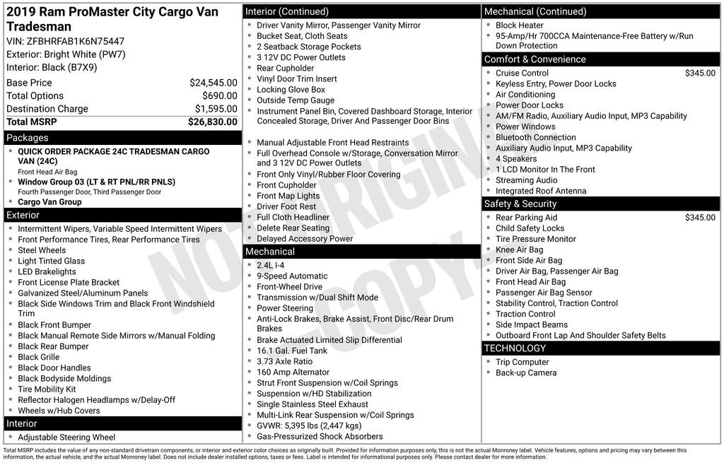 Used 2019 RAM ProMaster City Tradesman FWD image 6