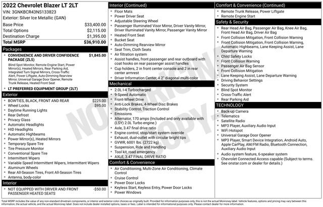 Used 2022 Chevrolet Blazer LT FWD image 2