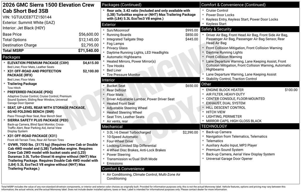New 2026 GMC Sierra 1500 Elevation w/ Elevation Premium Package AWD/4WD image 54