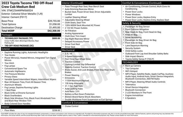 Certified 2023 Toyota Tacoma TRD Off-Road w/ Technology Package AWD/4WD image 35